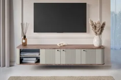 VESPER RTV 187 3D - cashmere mdf / orzech / czarne uchwyty / wisząca