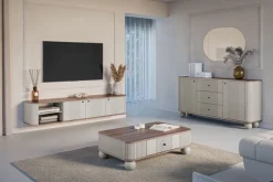 VESPER RTV 187 3D - cashmere mdf / orzech / czarne uchwyty / wisząca