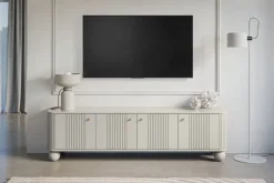 VESPER RTV 187 4D - cashmere mdf / cashmere / złote uchwyty / nogi kule