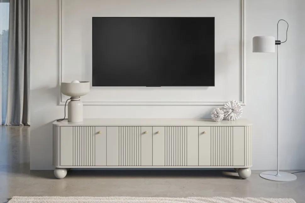VESPER RTV 187 4D - cashmere mdf / cashmere / złote uchwyty / nogi kule