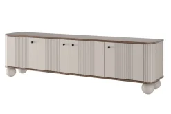 VESPER RTV 187 4D - cashmere mdf / orzech / czarne uchwyty / nogi kule