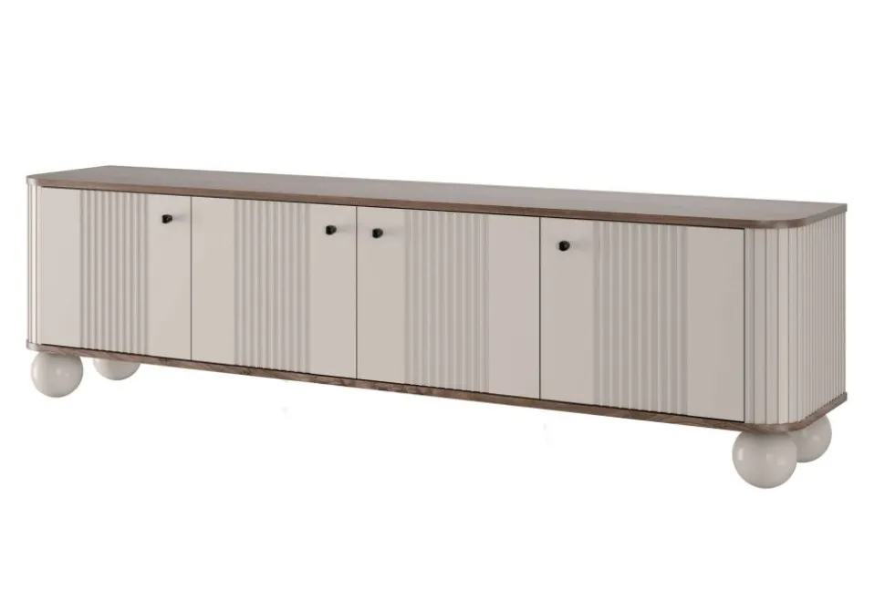 VESPER RTV 187 4D - cashmere mdf / orzech / czarne uchwyty / nogi kule