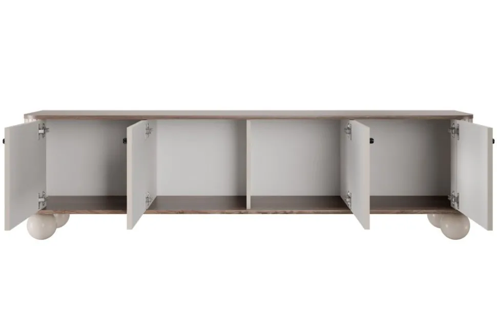 VESPER RTV 187 4D - cashmere mdf / orzech / czarne uchwyty / nogi kule