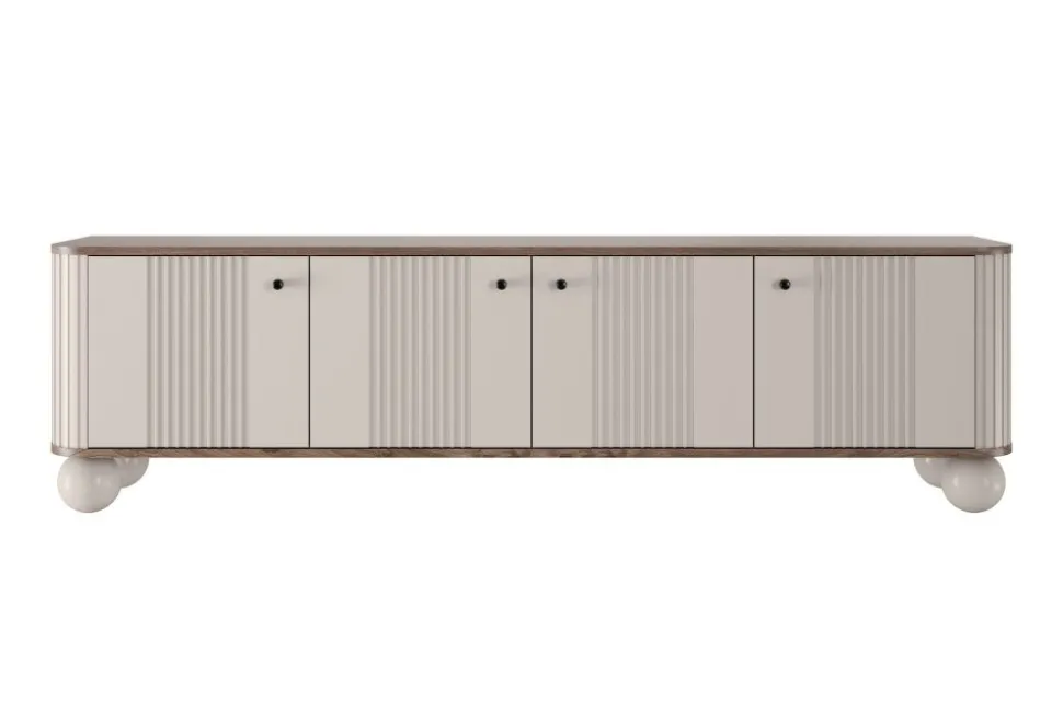 VESPER RTV 187 4D - cashmere mdf / orzech / czarne uchwyty / nogi kule