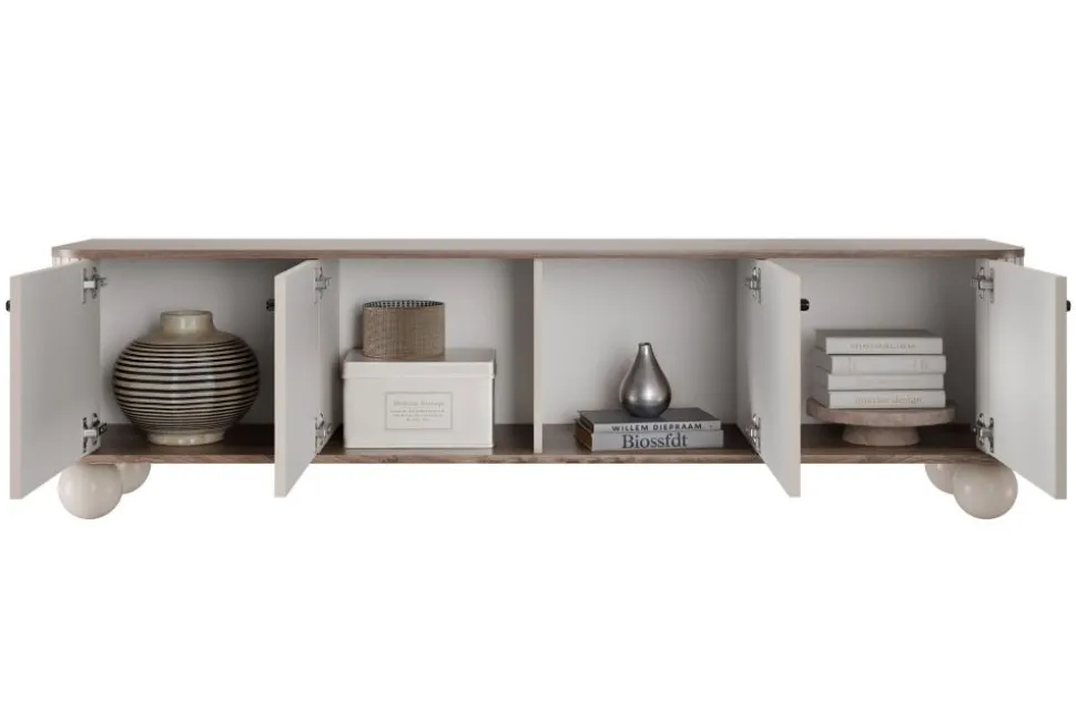 VESPER RTV 187 4D - cashmere mdf / orzech / czarne uchwyty / nogi kule