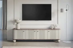 VESPER RTV 187 4D - cashmere mdf / orzech / czarne uchwyty / nogi kule