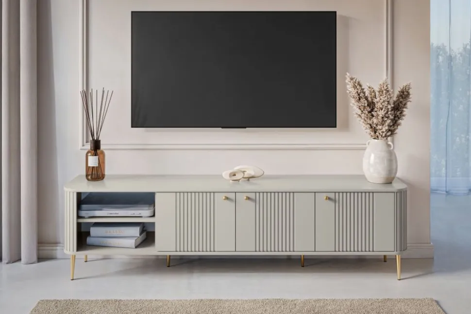 VESPER RTV 187 3D - cashmere mdf / cashmere / złote nogi