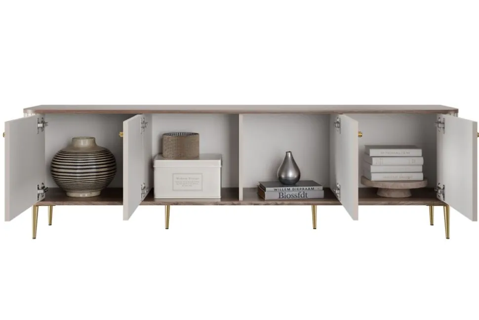 VESPER RTV 187 4D - cashmere mdf / cashmere / złote nogi