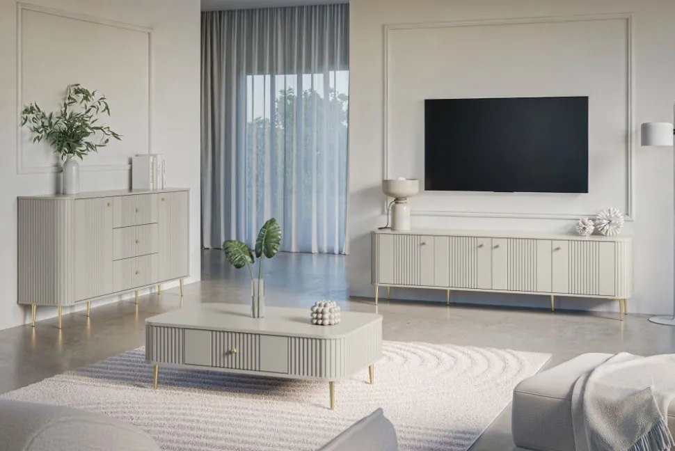 VESPER RTV 187 4D - cashmere mdf / cashmere / złote nogi