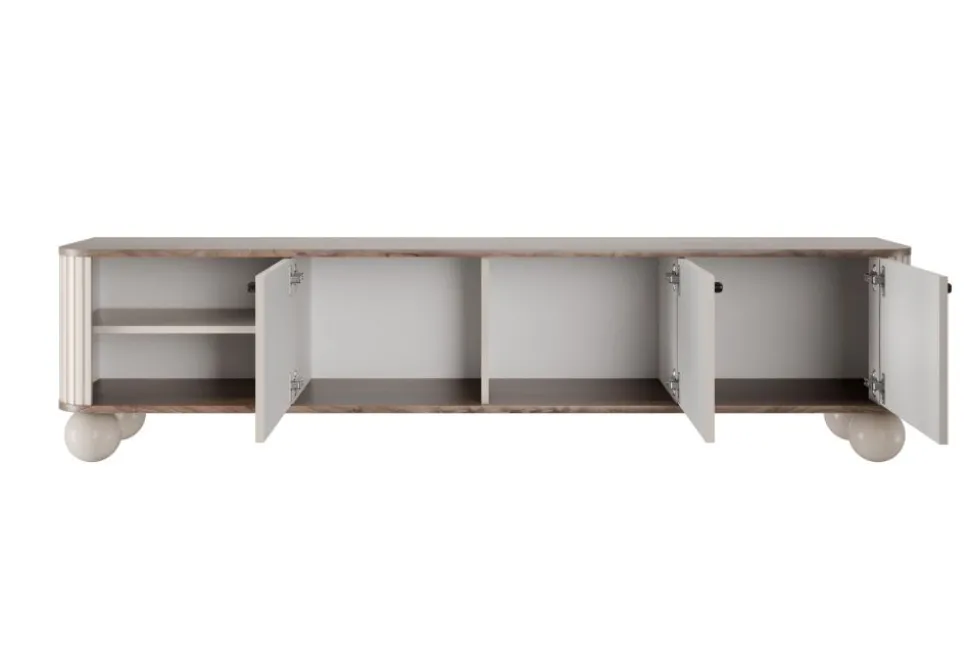 VESPER RTV 187 3D - cashmere mdf / orzech / czarne uchwyty / nogi kule