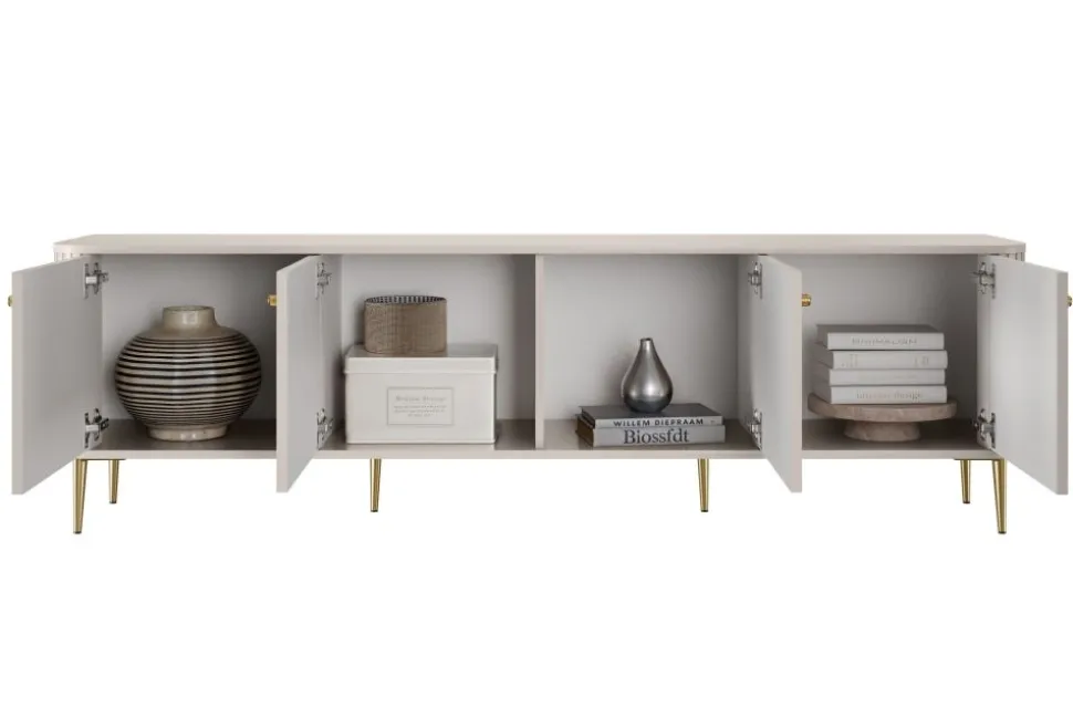 VESPER RTV 187 4D - cashmere mdf / cashmere / złote uchwyty / wisząca
