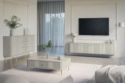 VESPER RTV 187 4D - cashmere mdf / cashmere / złote uchwyty / wisząca