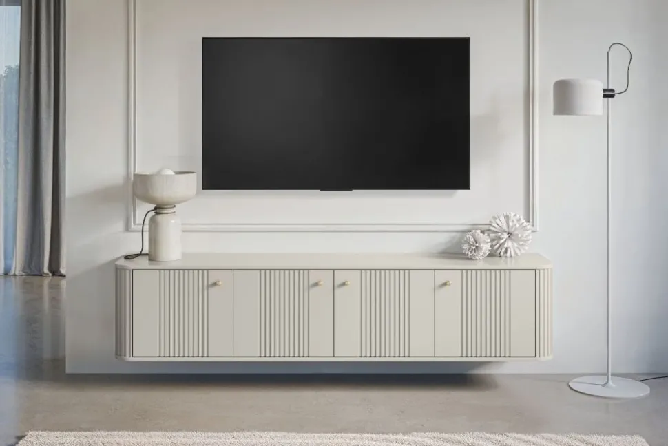 VESPER RTV 187 4D - cashmere mdf / cashmere / złote uchwyty / wisząca
