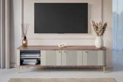 VESPER RTV 187 3D - cashmere mdf / orzech / złote nogi