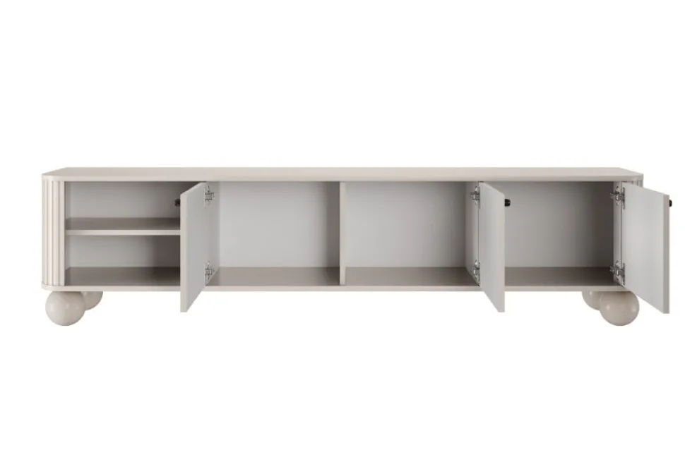 VESPER RTV 187 3D - cashmere mdf / cashmere / czarne uchwyty / nogi kule