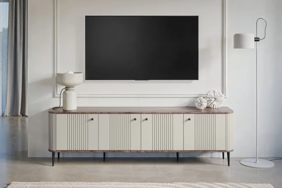 VESPER RTV 187 4D - cashmere mdf / orzech / czarne nogi