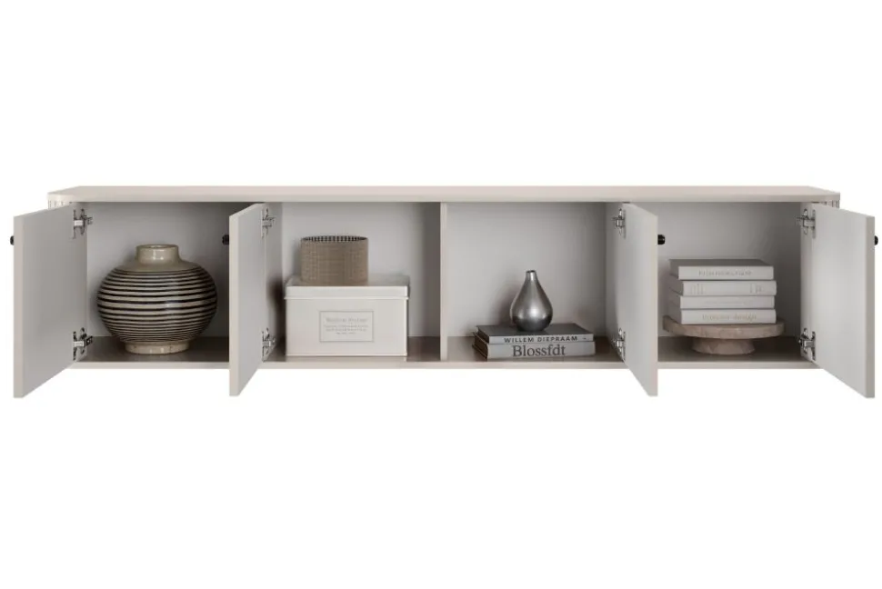 VESPER RTV 187 4D - cashmere mdf / cashmere / czarne uchwyty / wisząca
