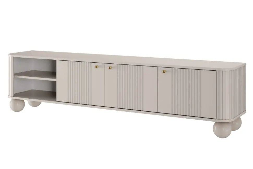 VESPER RTV 187 3D - cashmere mdf / cashmere / złote uchwyty / nogi kule