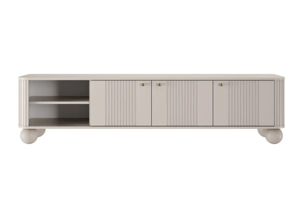 VESPER RTV 187 3D - cashmere mdf / cashmere / złote uchwyty / nogi kule