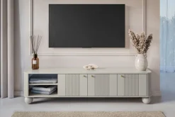 VESPER RTV 187 3D - cashmere mdf / cashmere / złote uchwyty / nogi kule