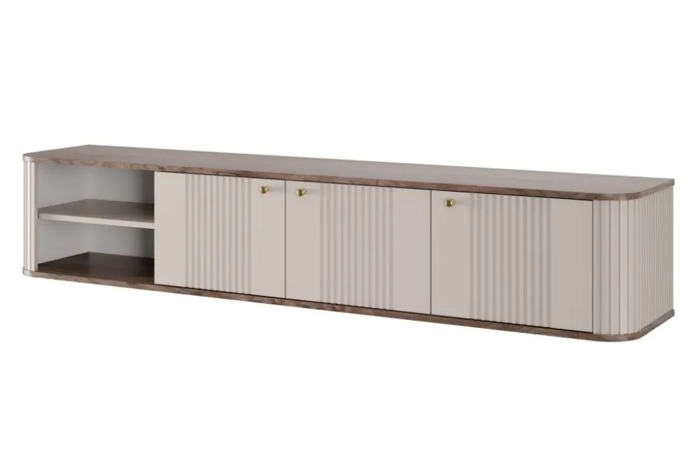 VESPER RTV 187 3D - cashmere mdf / orzech / złote uchwyty / wisząca