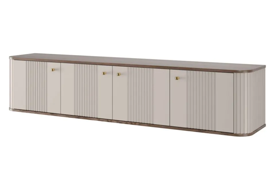 VESPER RTV 187 4D - cashmere mdf / orzech / złote uchwyty / wisząca