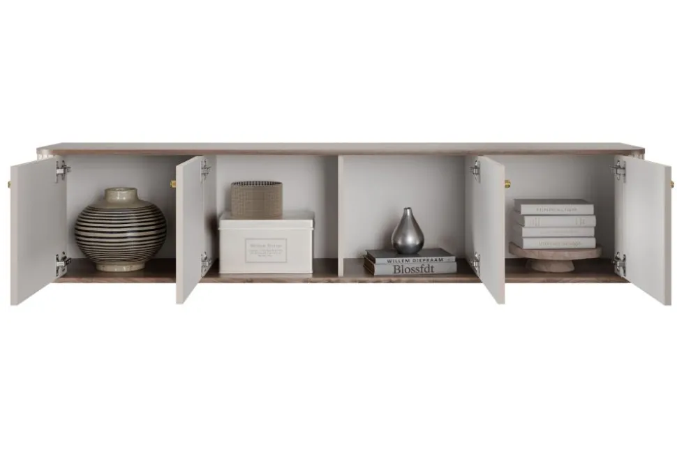 VESPER RTV 187 4D - cashmere mdf / orzech / złote uchwyty / wisząca