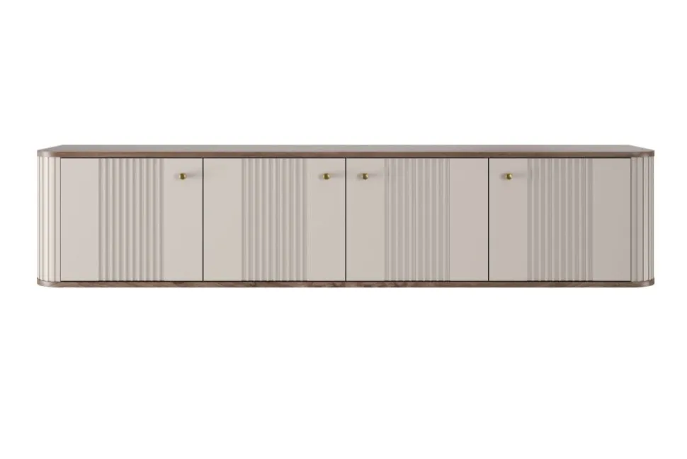 VESPER RTV 187 4D - cashmere mdf / orzech / złote uchwyty / wisząca