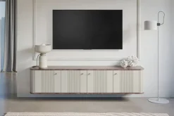VESPER RTV 187 4D - cashmere mdf / orzech / złote uchwyty / wisząca