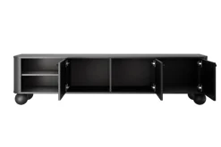VESPER RTV 187 3D - czarny mdf / czarny mdf / czarne uchwyty / nogi kule