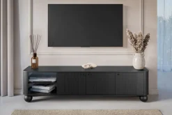 VESPER RTV 187 3D - czarny mdf / czarny mdf / czarne uchwyty / nogi kule
