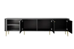 VESPER RTV 187 3D - czarny mdf / czarny mdf / złote nogi