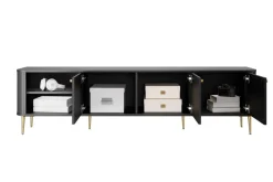 VESPER RTV 187 3D - czarny mdf / czarny mdf / złote nogi