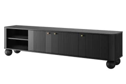 VESPER RTV 187 3D - czarny mdf / czarny mdf / złote uchwyty / nogi kule