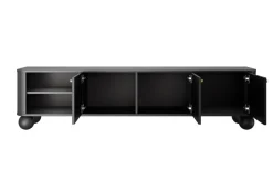 VESPER RTV 187 3D - czarny mdf / czarny mdf / złote uchwyty / nogi kule