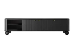 VESPER RTV 187 3D - czarny mdf / czarny mdf / złote uchwyty / nogi kule
