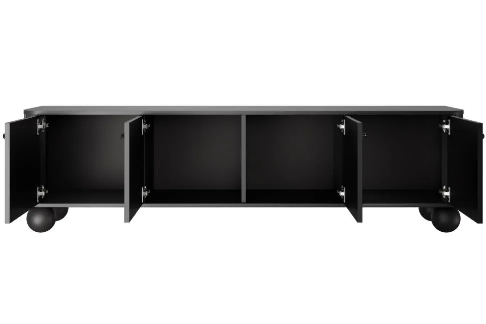 VESPER RTV 187 4D - czarny mdf / czarny mdf / czarne uchwyty / nogi kule