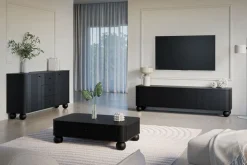 VESPER RTV 187 4D - czarny mdf / czarny mdf / czarne uchwyty / nogi kule