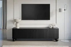 VESPER RTV 187 4D - czarny mdf / czarny mdf / czarne uchwyty / nogi kule
