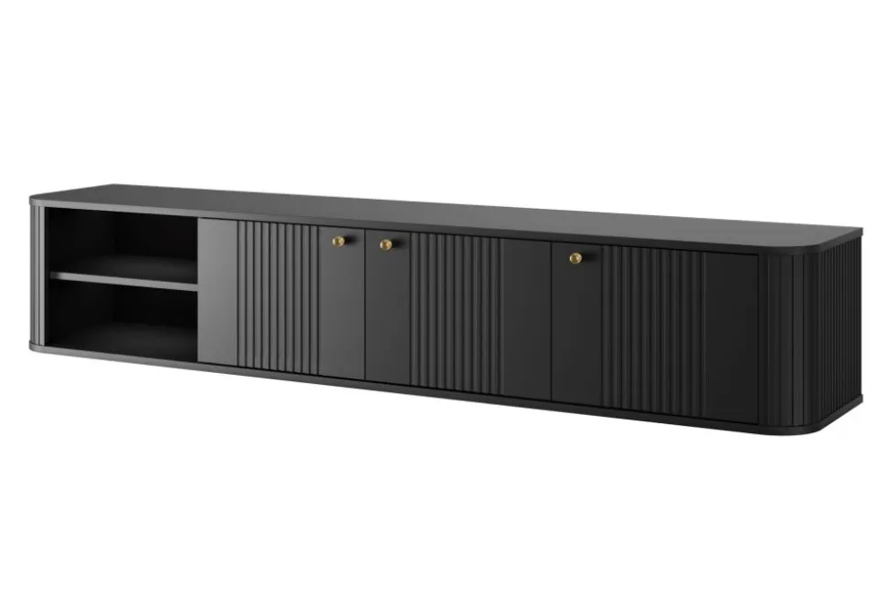 VESPER RTV 187 3D - czarny mdf / czarny mdf / złote uchwyty / wisząca