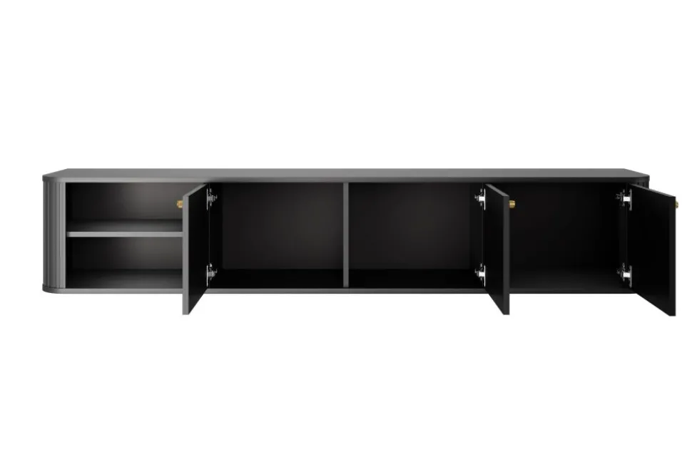VESPER RTV 187 3D - czarny mdf / czarny mdf / złote uchwyty / wisząca