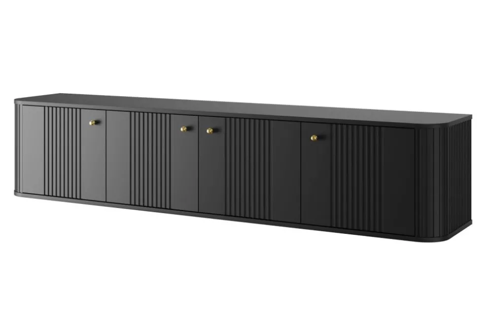 VESPER RTV 187 4D - czarny mdf / czarny mdf / złote uchwyty / wisząca
