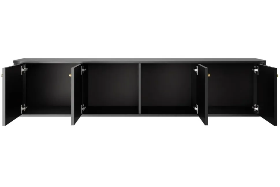 VESPER RTV 187 4D - czarny mdf / czarny mdf / złote uchwyty / wisząca
