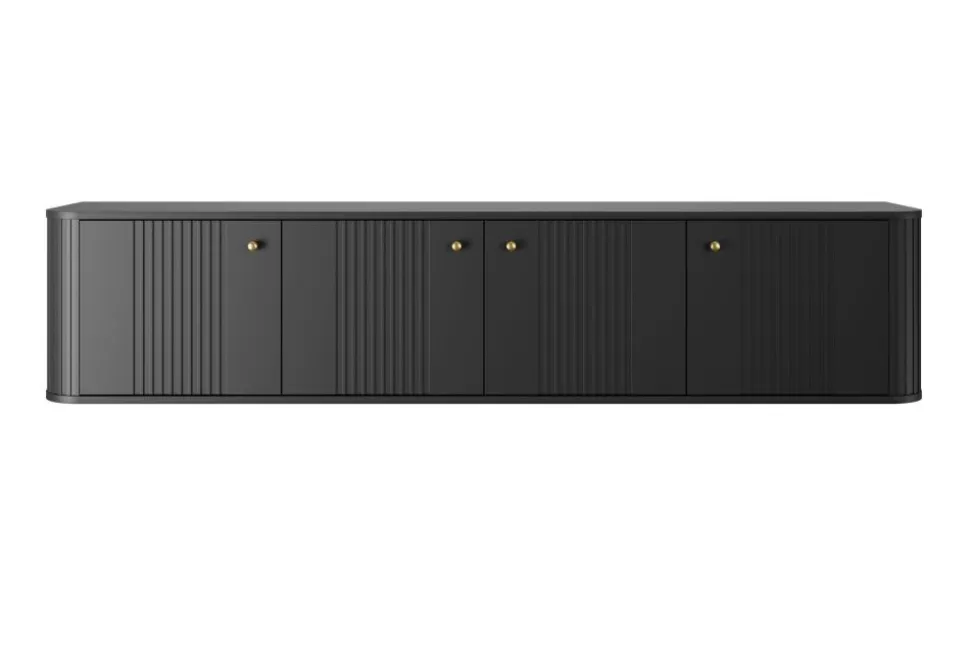 VESPER RTV 187 4D - czarny mdf / czarny mdf / złote uchwyty / wisząca