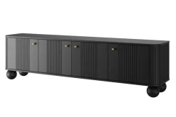 VESPER RTV 187 4D - czarny mdf / czarny mdf / złote uchwyty / nogi kule