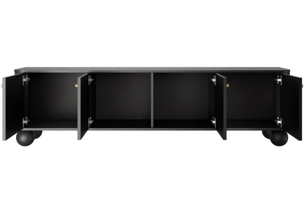 VESPER RTV 187 4D - czarny mdf / czarny mdf / złote uchwyty / nogi kule