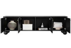 VESPER RTV 187 4D - czarny mdf / czarny mdf / złote uchwyty / nogi kule