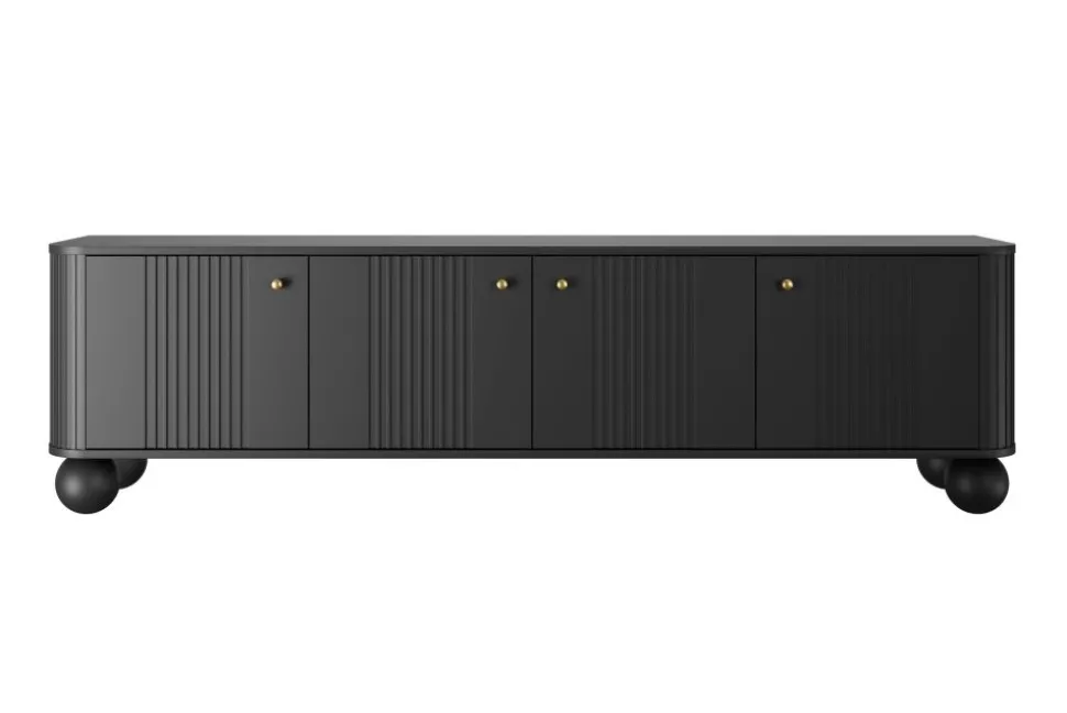 VESPER RTV 187 4D - czarny mdf / czarny mdf / złote uchwyty / nogi kule