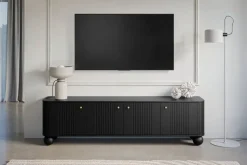VESPER RTV 187 4D - czarny mdf / czarny mdf / złote uchwyty / nogi kule