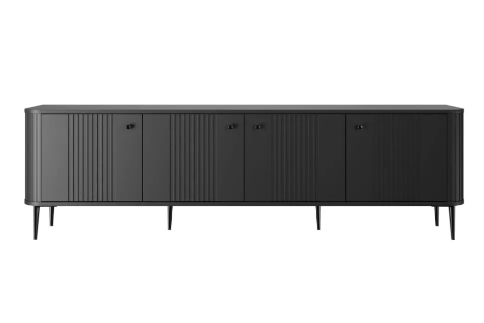 VESPER RTV 187 4D - czarny mdf / czarny mdf / czarne nogi